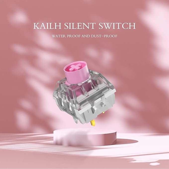 KAILH Box Silent Pink 3-pin 35gf Linear Mechanical Keyboard Switch with Dustproof and IP56 WaterproofCompatible with MX Mechanical Keyboard with 5-pin hot swappable (30pcs Pink Lianer)