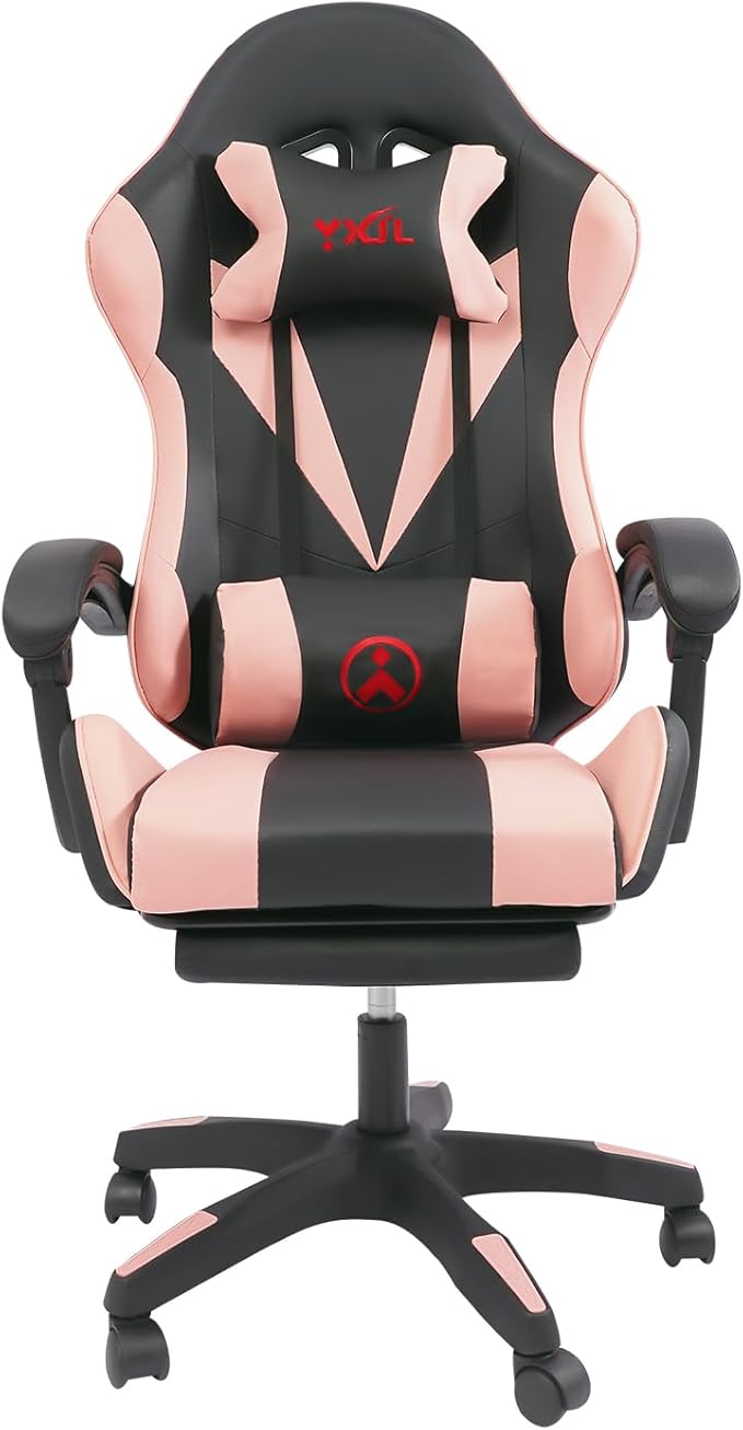 Gaming Chairs Adjustable Seat Height and Angle Swivel Task Chair Ergonomic Computer Chair for Office Bedroom (Pink and Black)