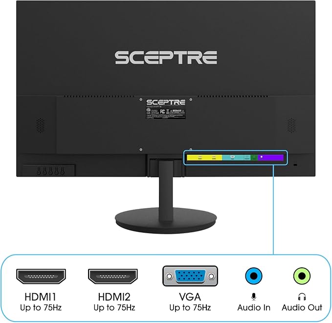 Sceptre E275W-1920 27 FHD 1080p 75Hz Monitor HDMI VGA Build-In Speakers Metal Black
