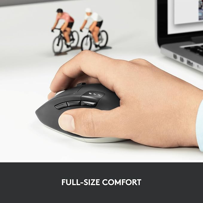 Logitech M720 Wireless Triathlon Mouse with Bluetooth for PC with Hyper-Fast Scrolling and USB Unifying Receiver for Computer and Laptop - Black (Renewed)