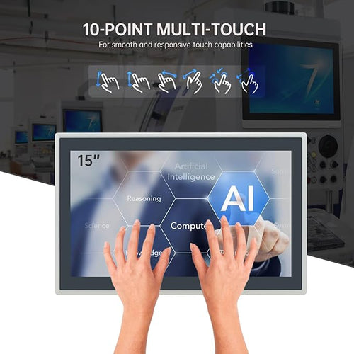 15.6-Inch Industrial Touch Screen Monitor Ratio 16:9 Embedded PCAP Touchscreen Monitors | 10-Point Touch | No Drive Plug and Play | IP65 Front | HD-MI VGA USB Port