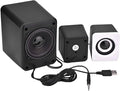 Computer Speaker Mini USB 2.1 Wired Combination Speaker Bass Music Player Subwoofer for Phone Laptop PC for Home Office (Black and White)