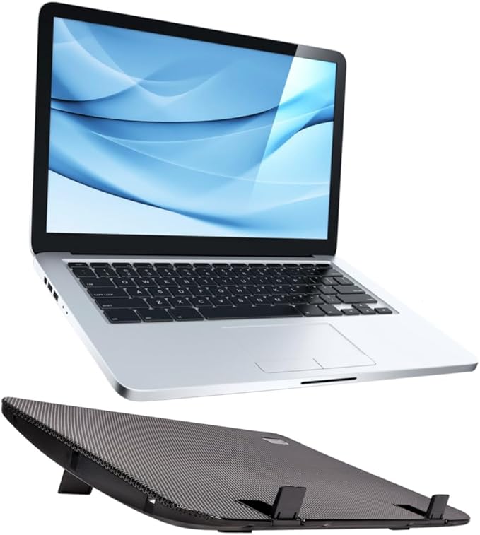 6-inch Adjustable Heat Dissipation Laptop Cooling Stand with Large Fan Notebook Computer Cooling Holder for Gaming and Office Use Black
