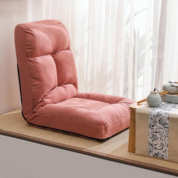 BTZHY Floor Chair Floor Chair with Backrest Foldable Floor Chair for Adults Lazy Sofa Meditation Chair Window Chair with 5 Adjustable Positions for Sitting Reading Watching &amp Yoga (/Pink)