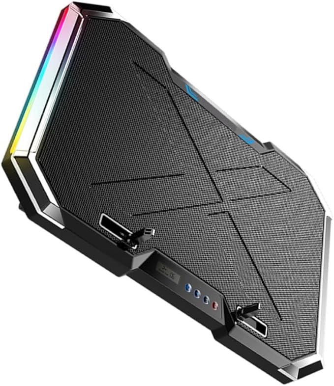 Adjustable RGB Led Laptop Cooler Pad Notebook Cooling Base LCD Touch for Under Gaming and Office