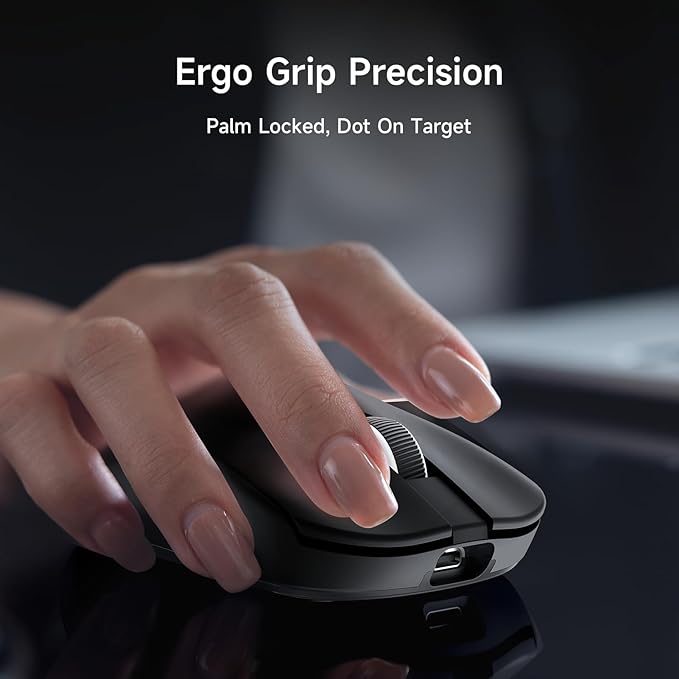 MCHOSE L7 Ultra+ Wireless Gaming Mouse Ultra-Lightweight Ergonomic Mouse with 42K DPI PAW3950 Optical Switch 20000 FPS Dual 8K Polling and 7 Programmable Buttons 3-Mode Connect PC/Mac - Black