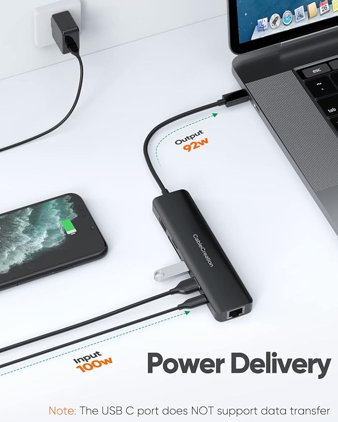 USB C Hub with Ethernet CableCreation 7 in 1 4k@60Hz HDMI USB C Multiport Adapter with 100W PD 2 USB 3.0 Ports SD/TF Cards Reader Compatible for MacBook Pro/Air M1 M2 iPad Pro/Air Dell XPS HP