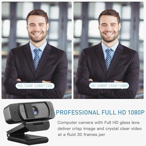 1080P Webcam with Microphone for PC Streaming Web Camera for Desktop with Privacy Cover 100° Wide Angle Auto Light Correction USB Plug&ampPlay Web Cam for OBS/Gaming/Zoom/Skype/FaceTime/Teams/Twi