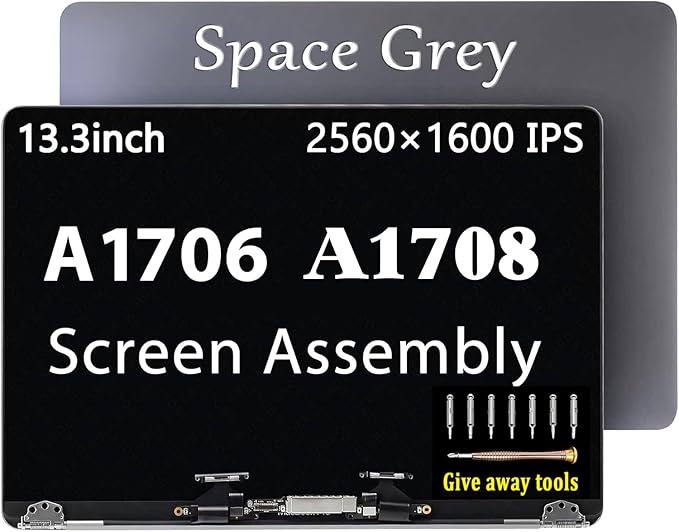 A1706 A1708 LCD Screen Replacement kit for MacBook Pro Retina A1706 A1708 Late 2016 Mid 2017 Full LCD LED Screen Assembly Display EMC 3071 EMC 3163 EMC 3164 MLH12 MNQF2 MPXV2LL/A (Space Grey)