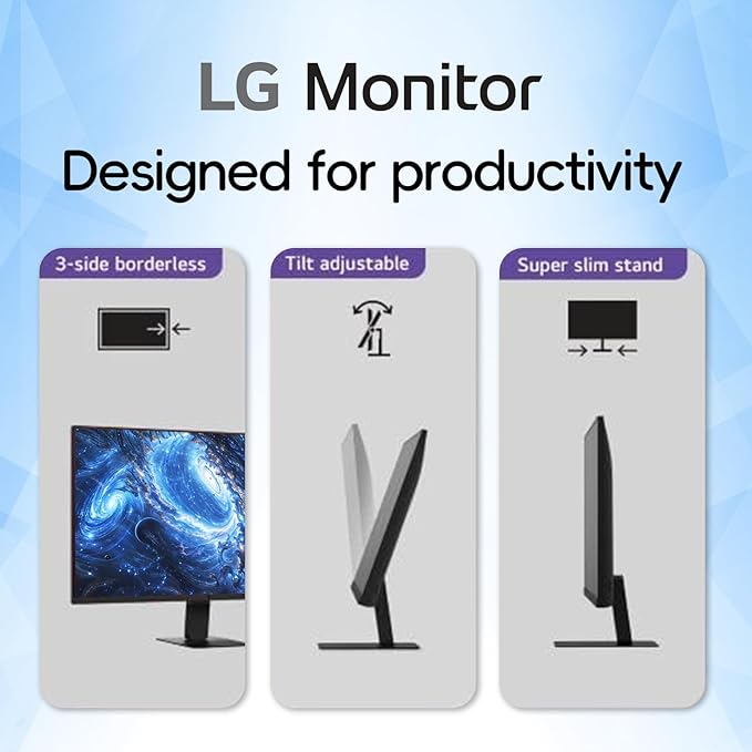 LG 32 QHD IPS Monitor 2560 x 1440 100Hz HDR10 99% sRGB USB-C with 15W Power Delivery 3-Side Borderless Design Dynamic Action Sync Tilt Adjustable for Home Office and Productivity