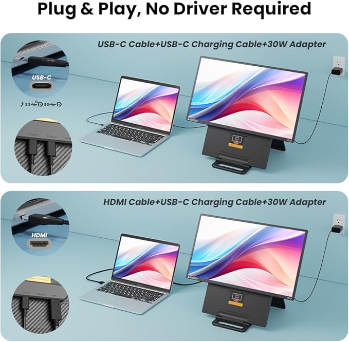 Hyangin 24-inch Large Portable Monitor for Laptop 2026 Upgraded 1080P FHD 100Hz Portable Screen125% sRGB IPS Portable Second Monitor with Adjustable Stand for Laptop MacBook Phones