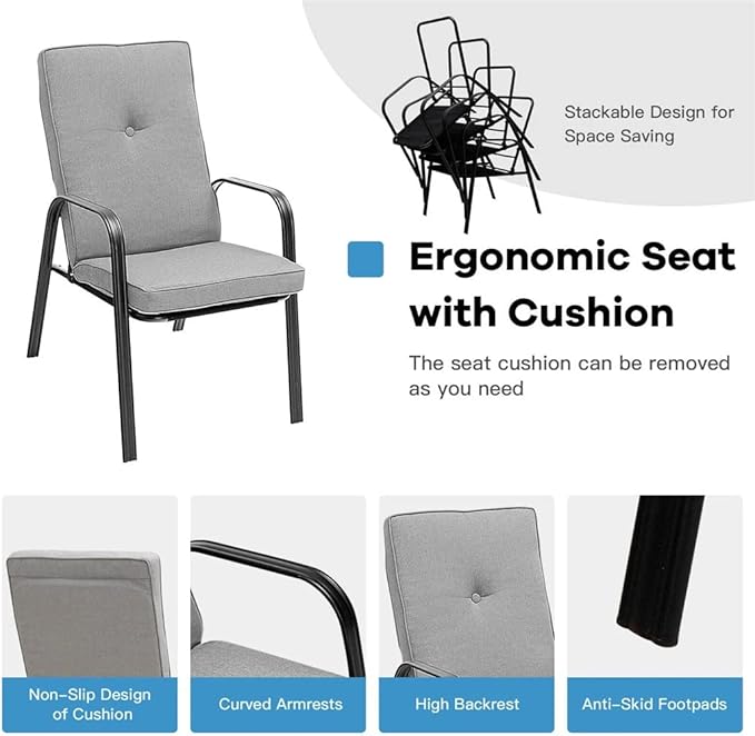 Office Chair Gaming Chair Computer Chair Set of 4 Stackable Patio Dining Chairs High Back Cushions