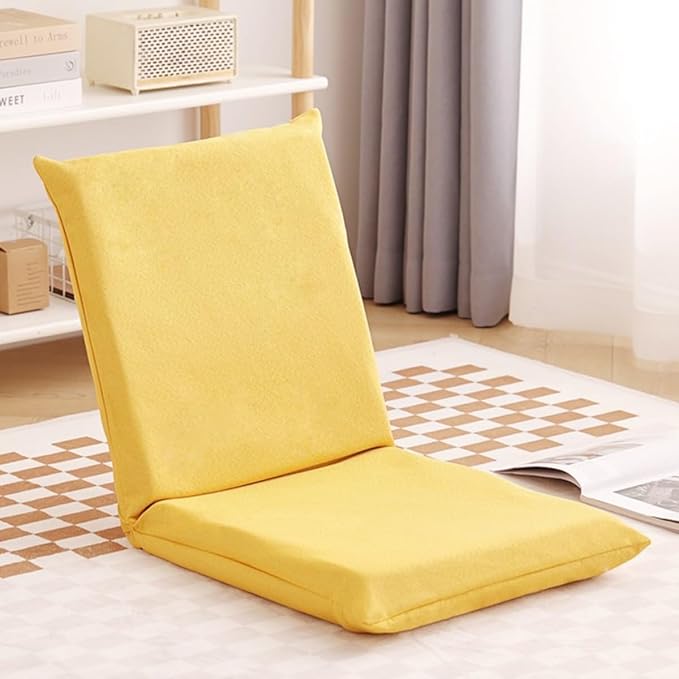 Floor Chair with Back Support Folding Gaming Chair with 5 Adjustable Positions Lazy Sofa Lounge for Playing Reading Meditating Room Recliner for Adults Kids(/Yellow)