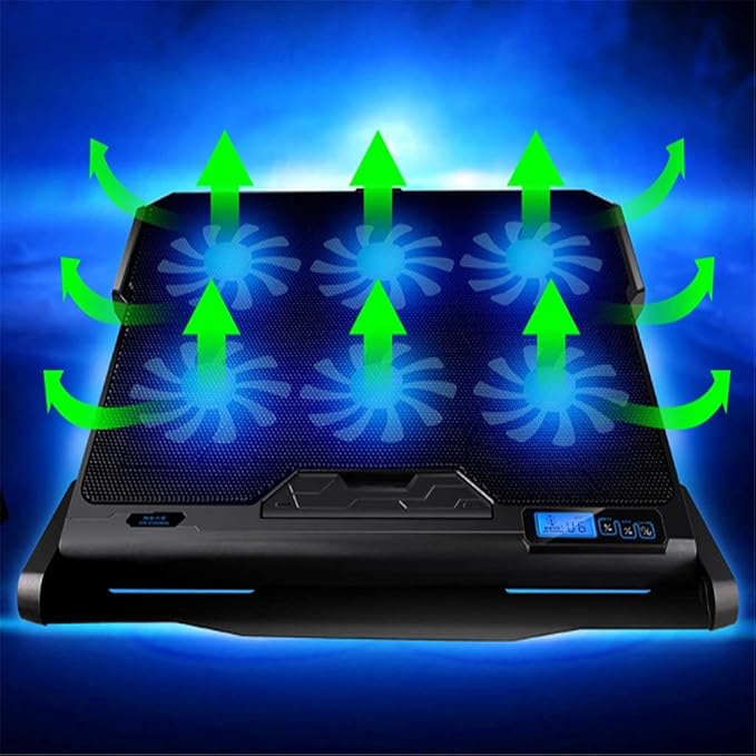 JSEIAJB Laptop Cooling Pad 6 Cooling Fans and Cooler with Light LCD Display Notebook Stand for 12-16 Inch