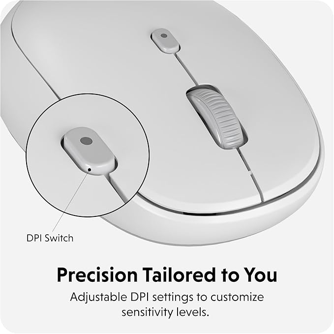 Hyperspace Wireless Mouse Bluetooth 5.0 — Ergonomic Wireless Mouse w/Adjustable Sensitivity Fast Switching Compatible w/MacOS Windows Chrome OS — Pair Up to 3 Devices