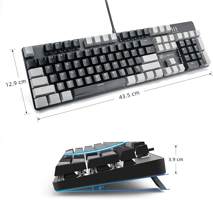 Qisan 104 Mechanical Keyboard for Gaming | Large Size USB White Backlit Gaming Keyboard Wired | US Layout Black Switches Hot Swappable Mechanical Clicky Keyboards Compatible with PC &amp Laptop