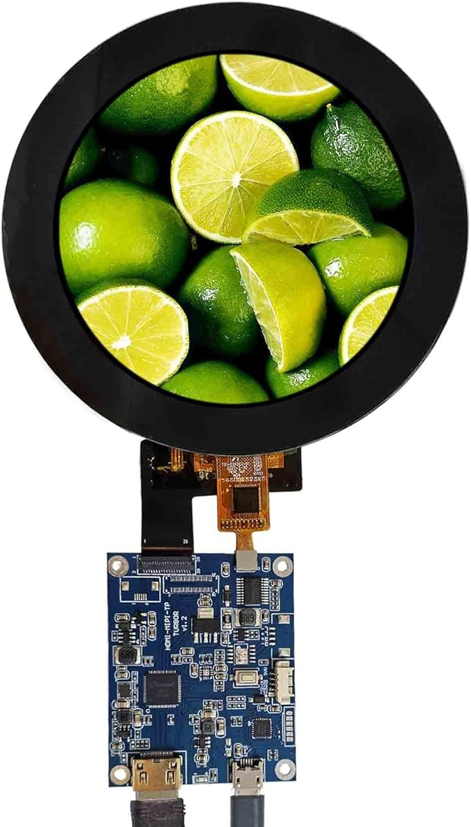 3.4 inch 800x800 IPS MIPI 330nit Round LCD Touch Screen and 39 pins Controller Board