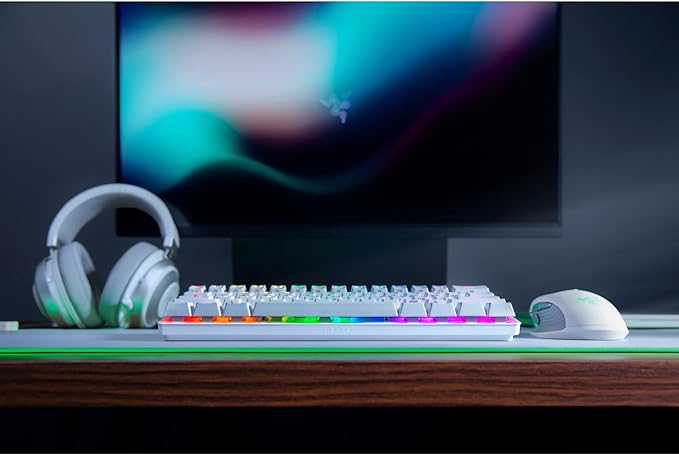Razer Huntsman Mini 60 Percent Wired Optical Clicky Switch Gaming Keyboard with Chroma RGB Backlighting PBT Keycaps Mechanical Keyboards for PC Gaming Computer Mercury White (Renewed)