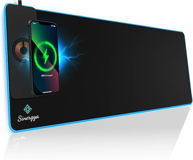 Wireless Charging RGB Gaming Mouse Pad 15W LED Mouse Pad 900x400x4MM Light Modes Extra Large Mousepad Non-Slip Rubber Base Computer Keyboard Mat for Gaming MacBook PC Laptop Desk