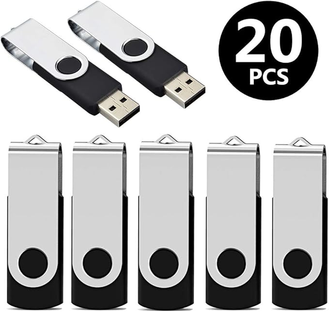 Aiibe 16 GB USB Flash Drive 20 Pack Bulk Flash Drives 16GB USB 2.0 Thumb Drive Data Storage USB Drive Zip Drives (16GB Black)
