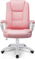 OFIKA Home Office Chair Ergonomic Desk Chair Adjustable Task Chair for Lumbar Back Support Computer Chair with Rolling Swivel and Armrest Modern Executive High Back Leather Chairs (Pink)