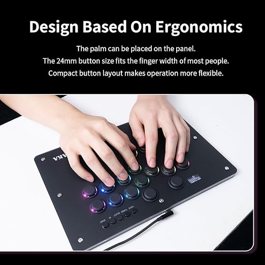 TIKITAKA Arcade Stick Deluxe16B All-Button Gamerfinger with Premium nylon keycaps &amp matte finish panel &amp Turbo FunctionsArcade Controller Street Fight for PC/Ps3/Ps4/Switch/Steam