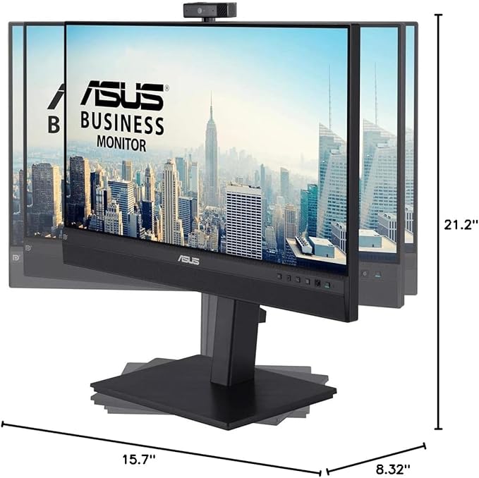 ASUS 24” 1080P Video Conferencing Monitor (BE24ECSNK) - Full HD IPS Built-in Adjustable 2MP Webcam AI Noise-canceling Mic Eye Care USB-C Docking RJ45 Height Adjustable HDMI Zoom Certified