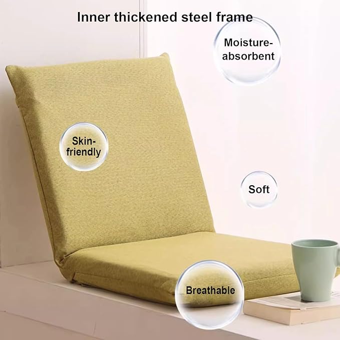 BTZHY Floor Chair Floor Chair Meditation Floor Chair Lazy Sofa Chair with Back Support Portable Floor Chair Ergonomic Lounger Sofa for Seating Gaming Reading TV WatchingKhakiS