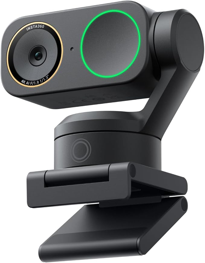Insta360 Link 2 Pro – 4K PTZ Webcam for PC/Mac 1/1.3” Sensor Low-Light AI Tracking HDR Directional Noise-Canceling Mics Supports Stream Deck Zoom Teams Twitch for Streaming or Meetings