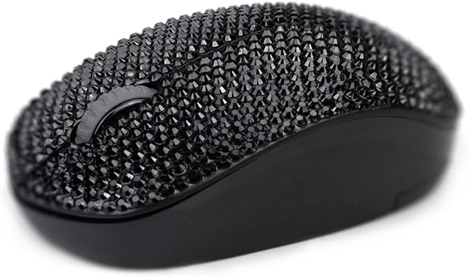 SA@ Luxury 6 Colors Bling Crystal Rhinestone 2.4G Wireless Mouse for Laptop Notebook PC Computer MacBook Gifts for The Office (Black)