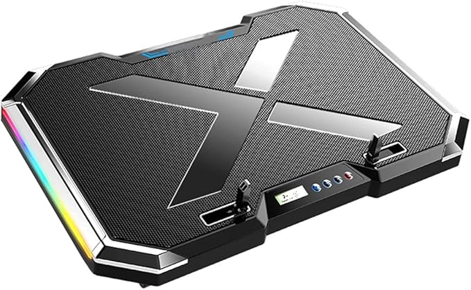 Gaming Laptop Cooler Six Fan Led Screen Two Port RGB Lighting Cooling Pad Notebook Stand for 12-17 Inch