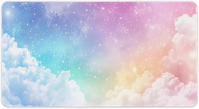 Dreamy Colorful Cloud Mouse Pad Large Desk Mat Extended Keyboard Mouse Pad with Non-Slip Base and Stitched Edge Mouse Mat Desk Pad 30x16 Mouse Pads for Desk Home Office Gaming