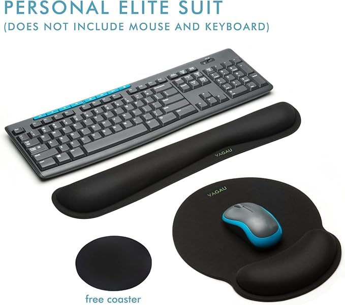 Ergonomic Mouse Pad with Wrist Rest Premium Memory Foam Keyboard and Mouse Wrist Rest Pads Set- for Comfortable Typing &ampWrist Pain Relief (Pack of 4)