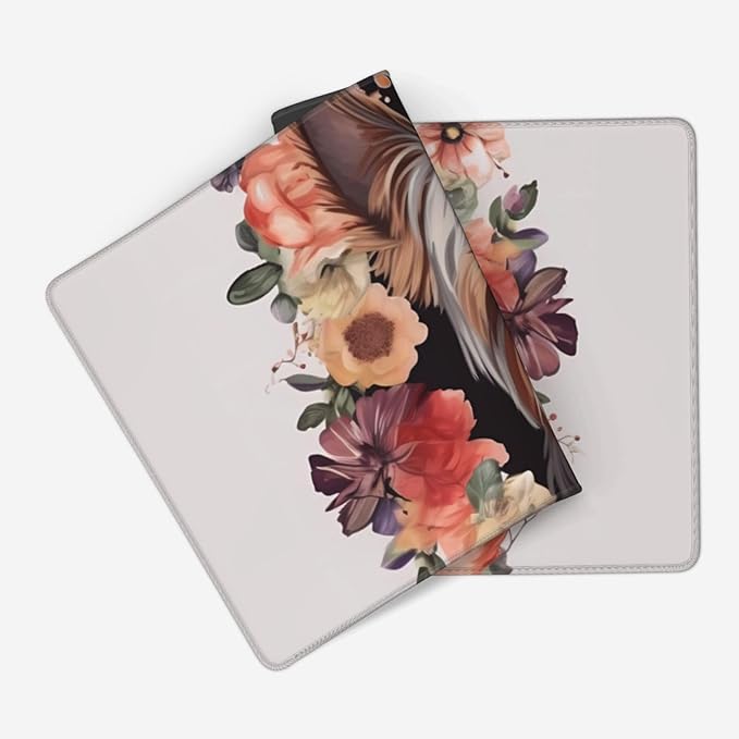 Gaming Mouse Pad Extended Full Keyboard Mat with Stitched Edges Anime Large Desk Pad with Non-Slip Base Yorkie Floral Mouse Mat for Gaming and Office 16 x 35.5 inches Mousepad