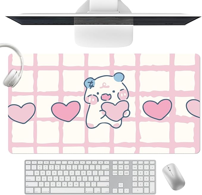 Desk Pad 31.5 x 15.7 PU Leather Desk Mat XL Extended Gaming Mouse Pad Non-Slip Ultra Thin Large Laptop Keyboard Writing Mat for Office Home Waterproof Pink