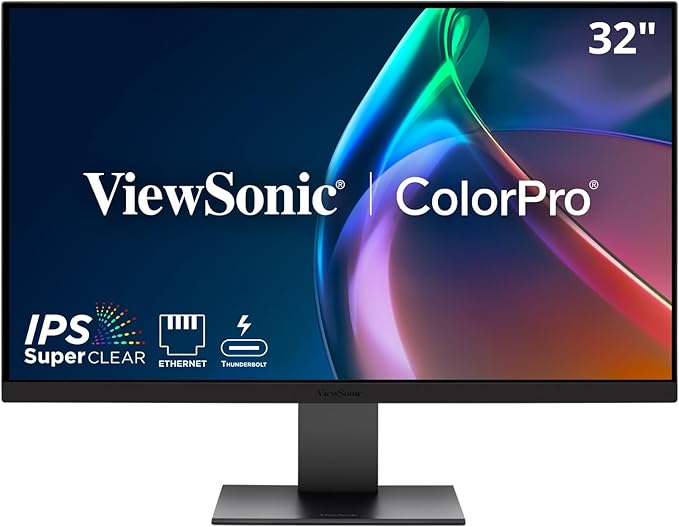 ViewSonic VP3276T-4K 32 Inch 4K UHD IPS Docking Monitor with Thunderbolt 4 Advanced Ergonomics 100% sRGB Rec 709 Pantone Validated USB C HDMI and DisplayPort Inputs for Home and Office