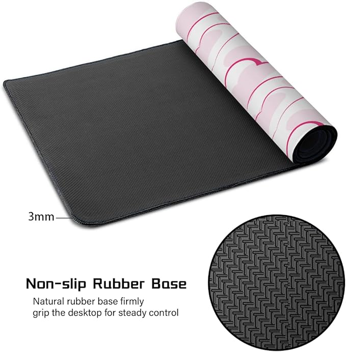 Large Mouse Mat Pink Valentine Love Computer Mousepad with Non-Slip Rubber Base Waterproof Mouse Pad Desktop Keyboard Pad for GamerHome School Laptop Office Accessories35.4x15.7 in