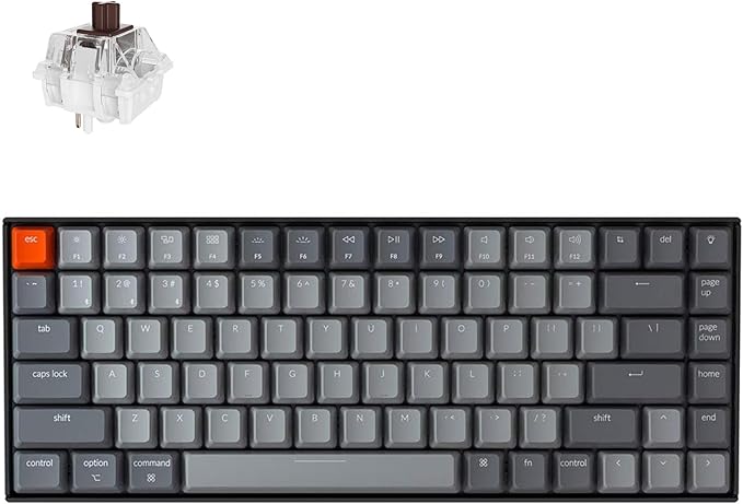 Keychron K2 75% Layout RGB Bluetooth Wireless Mechanical Keyboard with Keychron Super Brown Switch/Anti Ghosting/N-Key Rollover Compact 84 Keys USB Wired Gaming Keyboard for Mac Windows-Version 2
