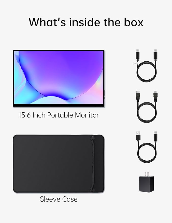 15.6'' Portable Monitor Touchscreen FHD IPS Touch Screen with Tempered Glass Travel Monitor with Kickstand &amp Speaker HDMI USB C External Monitors for Mac Laptop Phone Computer