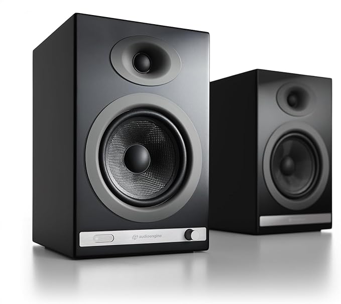Audioengine HD5 Premium Powered Speakers | 150W Audiophile-Grade Bluetooth 5.0 with aptX HD | Built-in 24-Bit DAC | Real Wood Veneer | Bookshelf Speakers for Home Audio Studios &amp Vinyl