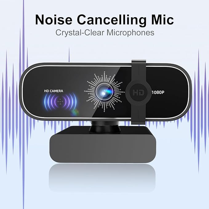 C28 1080P Webcam with Privacy Cover and Tripod Stand PC Camera with Noise-Cancelling Mic Auto Light Correction Plug and Play Web Camera for Streaming Zoom/Facetime