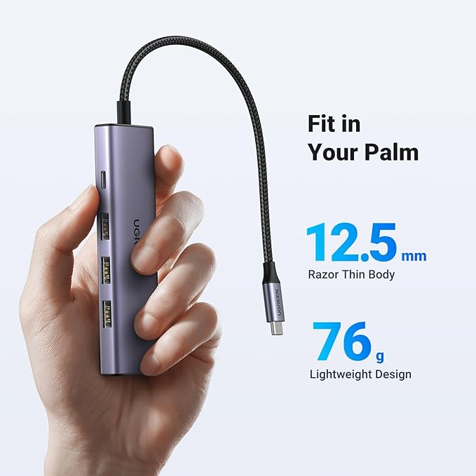 UGREEN USB C Hub 5-in-1 USB-C Hub with 4K@60Hz HDMI 100W Power Delivery 3 USB-A 3.0 Data Ports USB C Dock Adapter for MacBook Pro/Air iPad Pro Mac Mini Surface XPS Thinkpad Galaxy and More