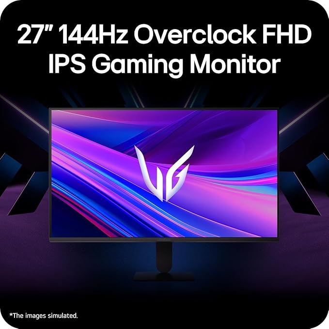 LG Ultra Smooth 27 Gaming Monitor 144Hz Overclock AMD FreeSync &amp G-Sync Compatible 1ms Response IPS Panel with Crosshair and Black Stabilizer with HDMI and HDMI to VGA Cable