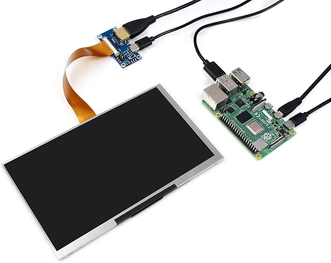 1024 × 600 Resolution 7inch IPS Display Integrated Thin and Light Screen for Raspberry PiJetson NanoWindows PCSupport Windows/Linux/Android System170° Wide Viewing Angle