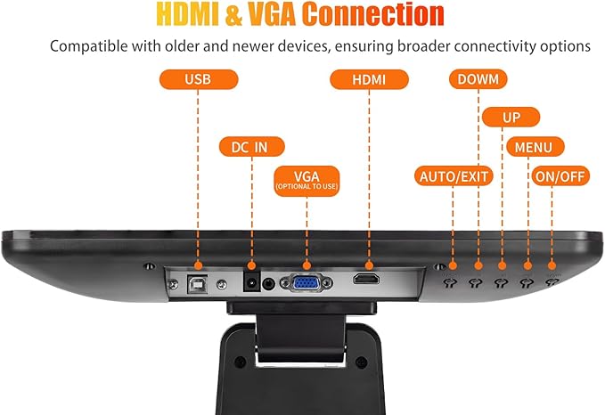 ANGEL POS 15-Inch 4:3 Capacitive LED Backlit Multi-Touch Monitor True Flat Seamless Design Touchscreen with Metal POS Stand for Office POS Retail Restaurant Bar Gym Warehouse