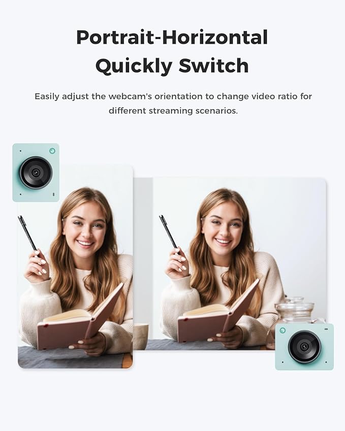 OBSBOT Meet 2-4K Webcam for PC with 1/2 Sensor AI Framing &amp Autofocus Beauty Mode Lightweight Gesture Control HDR Dual Microphone 60 FPS Web Cam for Streaming Meeting Gaming. (Aurora Gr