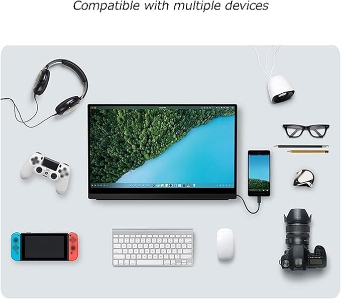 Flicker Free 15.6 Inch 2K IPS Portable Monitor Cell Phone Laptop Secondary Screen Office Expansion Game Host External with Speakers