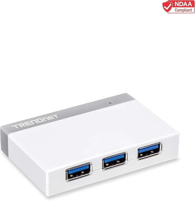TRENDnet 4-Port USB 3.0 Ultra-Mini Hub 1M (3ft. USB 3.0 Cable) Up to 5Gbps Power Adapter Included Plug &ampPlay Backwards Compatibility with USB 2.0/USB 1.1 TU3-H4