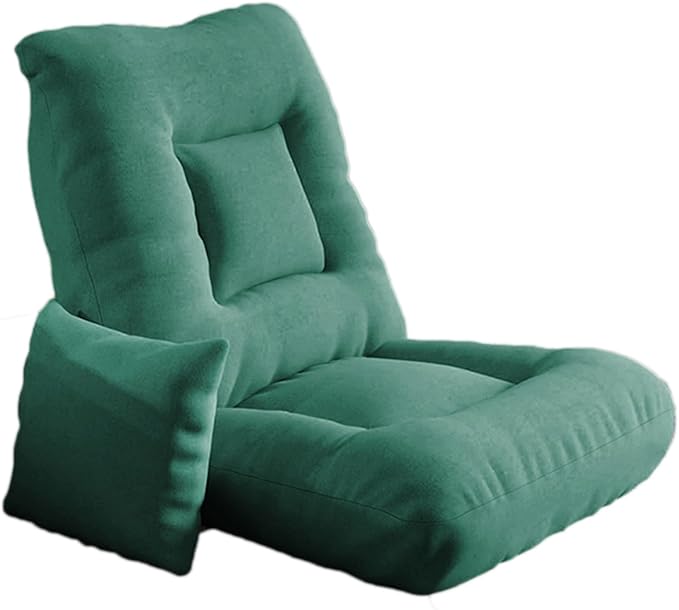 Floor Folding Chair Gaming Sofa Recliner with 5 Adjustable Backrest Bedroom Balcony Armless Reading Chair for Living Room No Assembly Required(Green)