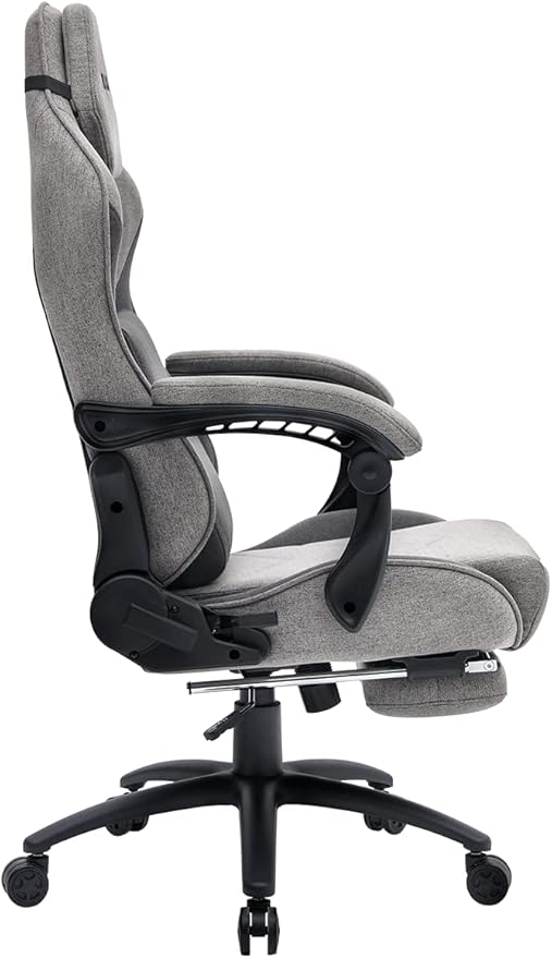 Raidmax Advenced DK719 Series Computer-Gaming-Chairs Soft Breathable Fabric XL Size Gaming Chair Heavy Duty Gas Lift and Metal Base Foam Padded Armrest and Retractable Footrest